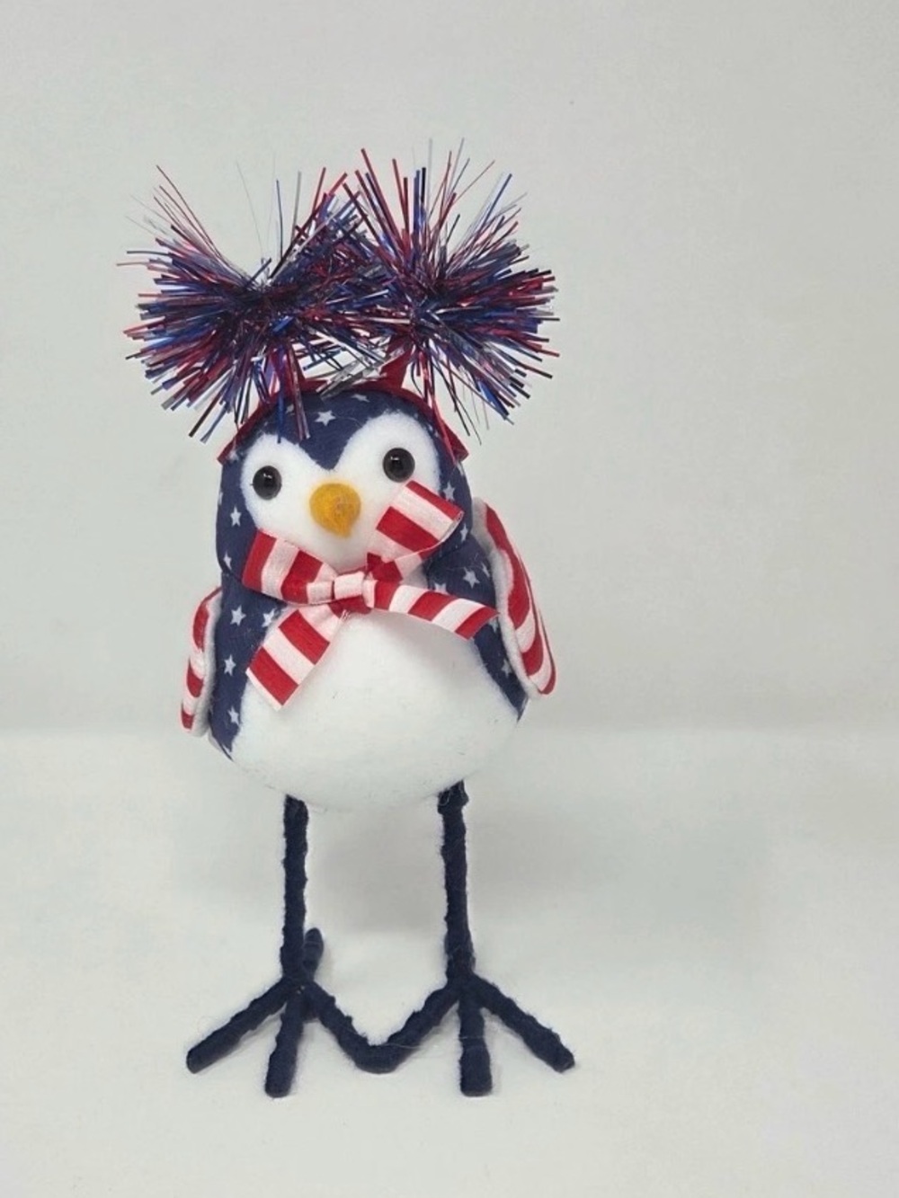 New Festive Voice Patriotic Fabric Bird 4th of July Fireworks Tier Tray Decor